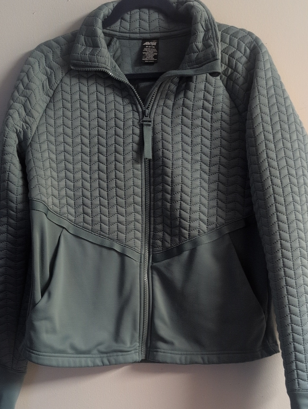Avia Athletic Quilted Full-Zip Jacket in Sage Green